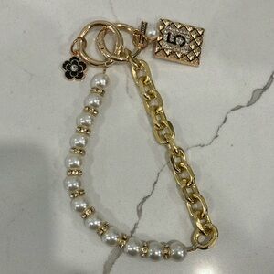 Gold and Pearl Charm Bag Chain Charm